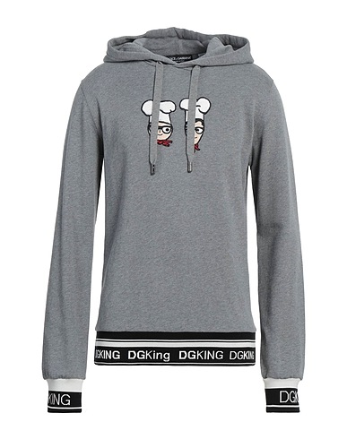 DOLCE&GABBANA Hooded track jacket  Grey 100% Cotton, Wool, Synthetic fibers, Silk, Elastane