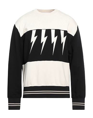 NEIL BARRETT Sweatshirt Ivory 100% Cotton, Elastane, Polyester, Polyamide