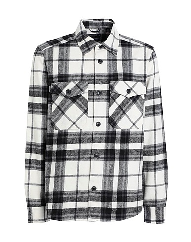 ONLY & SONS Checked shirt White 70% Cotton, 30% Polyester
