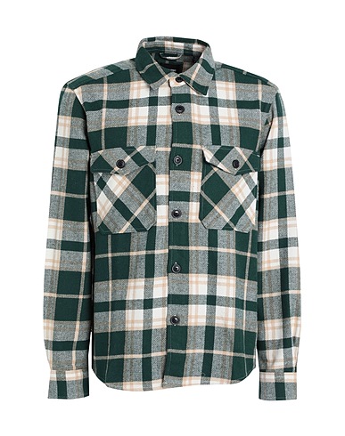 ONLY & SONS Checked shirt Dark green 70% Cotton, 30% Polyester