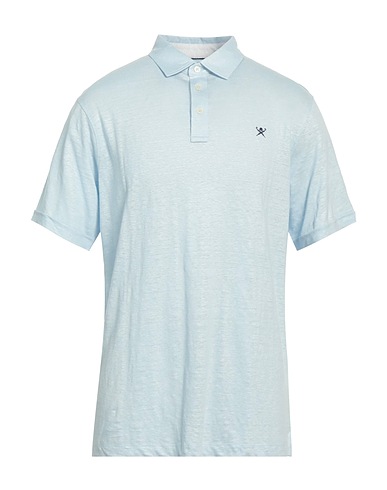 HACKETT Polo shirt Sky blue 100% Linen