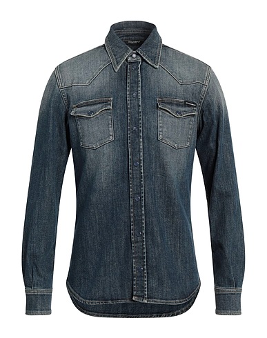 DOLCE&GABBANA Denim shirt Blue 98% Cotton, 2% Elastane
