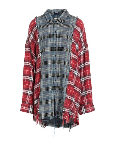 R13 Kariertes Hemd Hellblau 100% Baumwolle