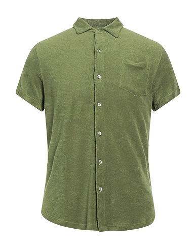 MAJESTIC FILATURES Solid colour shirt Military green 100% Cotton