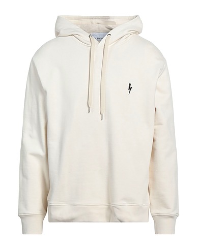 NEIL BARRETT Hooded track jacket  Ivory 100% Cotton, Elastane