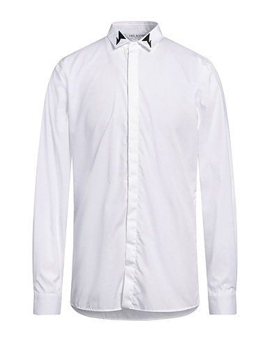 NEIL BARRETT Solid color shirt White 100% Cotton, Polyamide, Elastane
