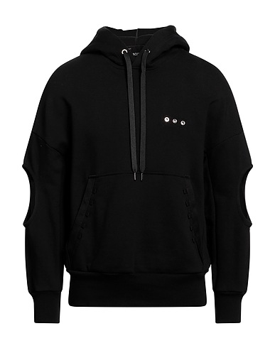 NEIL BARRETT Hooded sweatshirt Black 100% Cotton, Viscose, Elastane