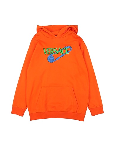 VERSACE YOUNG Hooded track jacket  Orange 100% Cotton, Elastane