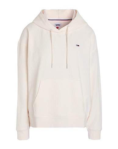 TOMMY JEANS Hooded track jacket  Ivory 57% Cotton, 41% Polyester, 2% Elastane