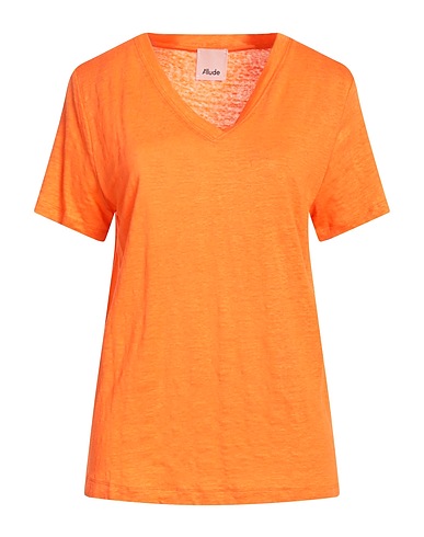ALLUDE Basic T-Shirt Orange 100% Linen