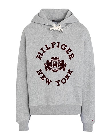 TOMMY HILFIGER Hooded track jacket  Grey 64% Cotton, 36% Polyester
