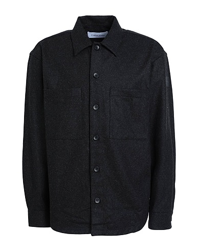 CALVIN KLEIN Einfarbiges Hemd Schwarz 50% Wolle, 50% Polyester