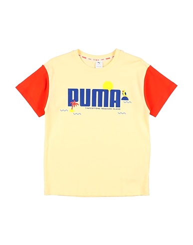 PUMA T-shirt Pastel yellow 74% Cotton, 26% Polyester