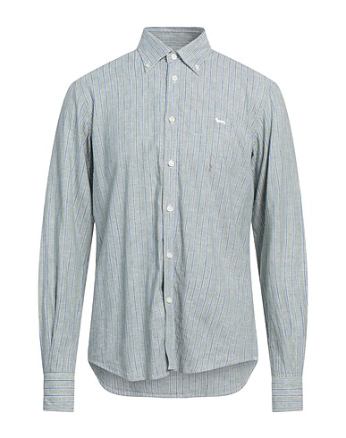 HARMONT & BLAINE Striped shirt Sage green 52% Cotton, 48% Linen