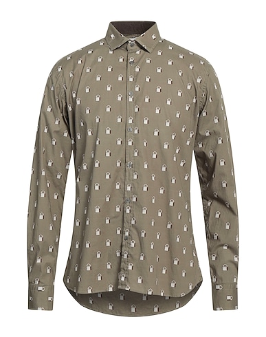 AGLINI Patterned shirt Grey 97% Cotton, 3% Elastane