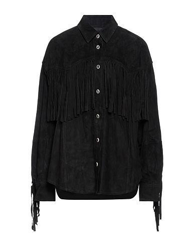 DONDUP Solid color shirts & blouses Black 100% Lambskin