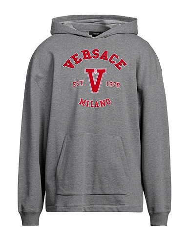 VERSACE Hooded track jacket  Grey 100% Cotton, Polyester, Acrylic, Wool