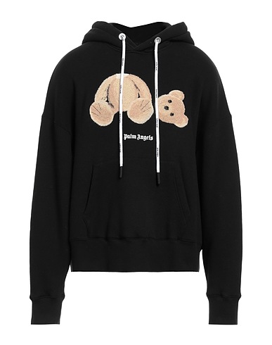 PALM ANGELS Hooded track jacket  Black 100% Cotton, Elastane, Wool, Acrylic, Polyester