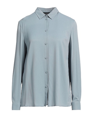 EMPORIO ARMANI Solid color shirts & blouses Pastel blue 83% Acetate, 12% Silk, 5% Elastane