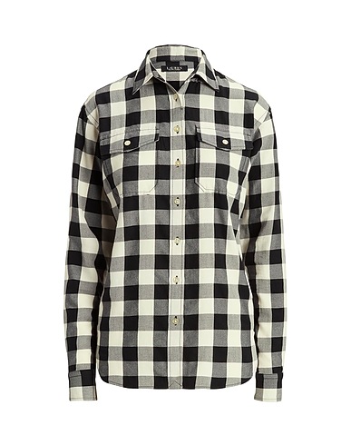 LAUREN RALPH LAUREN TOPS BUFFALO CHECK COTTON TWILL SHIRT
 Schwarz 100% Baumwolle