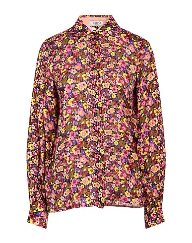 LIU •JO Floral shirts & blouses Fuchsia 98% Viscose, 2% Metal