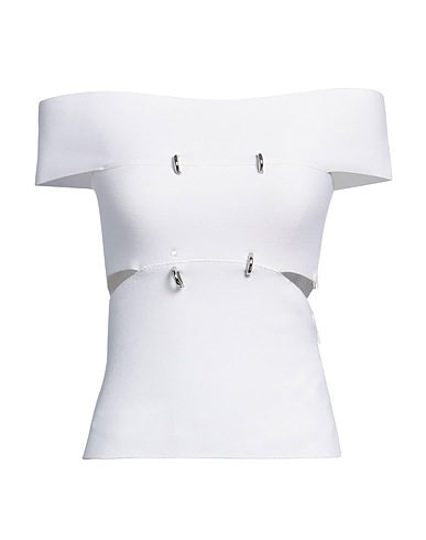 MCQUEEN Off-the-shoulder top White 79% Viscose, 15% Polyester, 5% Polyamide, 1% Elastane
