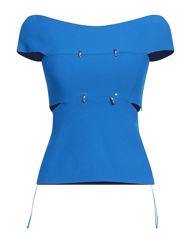 MCQUEEN Top BLU 79% Viscose, 15% Polyester, 5% Polyamide, 1% Elastane