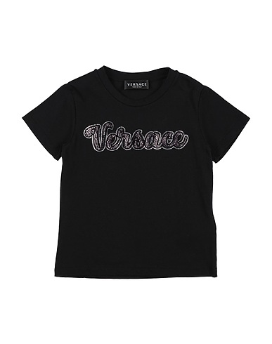 VERSACE YOUNG T-shirt Black 100% Cotton, Glass