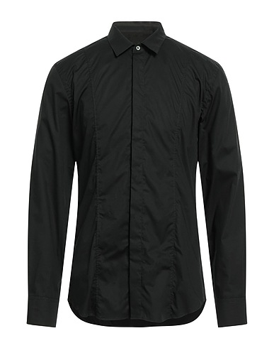 DONDUP Solid colour shirt Black 96% Cotton, 4% Elastane