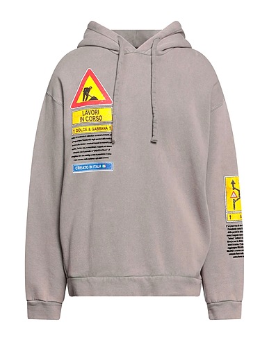 DOLCE&GABBANA Hooded track jacket  Grey 80% Cotton, 20% Polyester, Polyamide