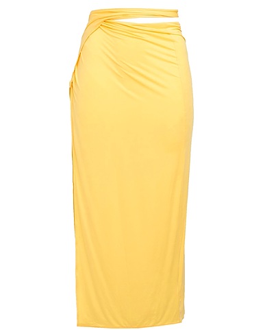 JACQUEMUS Midi skirt Yellow 93% Cupro, 7% Elastane