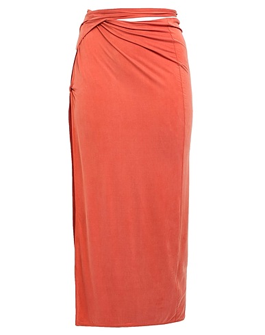 JACQUEMUS Midi skirt Rust 93% Cupro, 7% Elastane