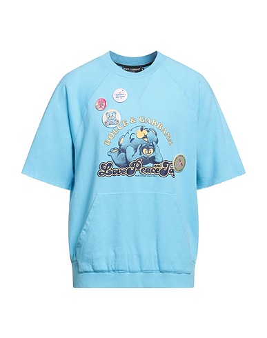 DOLCE&GABBANA Sweatshirt Sky blue 93% Cotton, 7% Polyester, Elastane, Iron, Aluminium