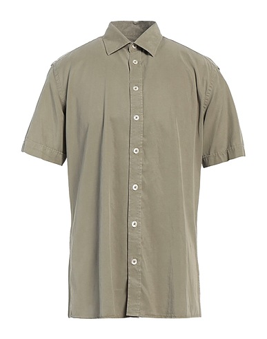 SAND COPENHAGEN Solid colour shirt Military green 100% Cotton