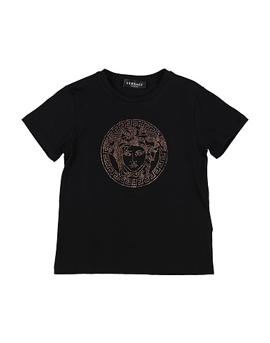 VERSACE YOUNG T-shirt Noir 100% Coton, Verre