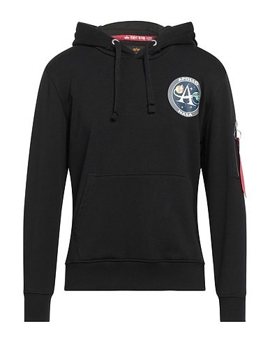 ALPHA INDUSTRIES Hooded track jacket  Black 80% Cotton, 20% Polyester