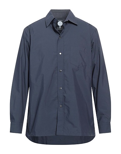 MAZZARELLI Solid color shirt Midnight blue 100% Cotton
