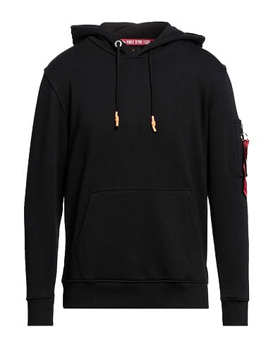 ALPHA INDUSTRIES Hooded track jacket  Black 80% Cotton, 20% Polyester