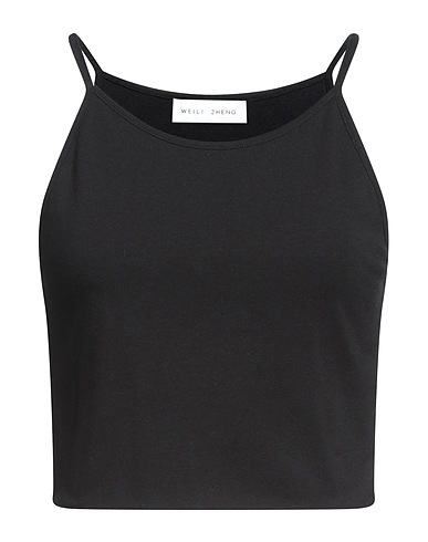 WEILI ZHENG Top Black 95% Cotton, 5% Elastane