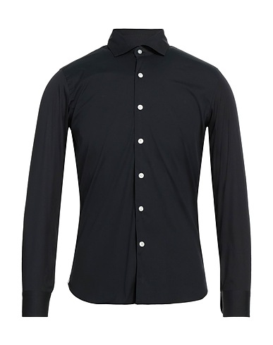 DANDYLIFE by BARBA Solid color shirt Midnight blue 78% Cotton, 18% Polyester, 4% Elastane
