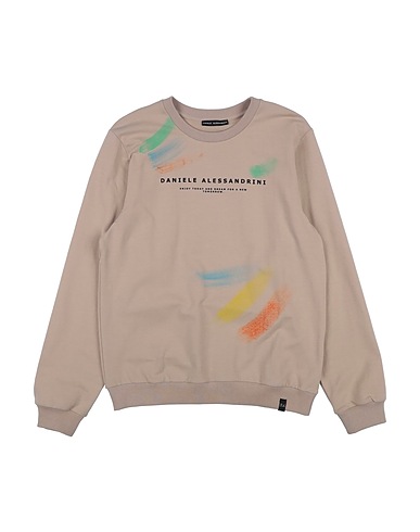 DANIELE ALESSANDRINI Sweatshirt Taupe 95% Cotton, 5% Elastane