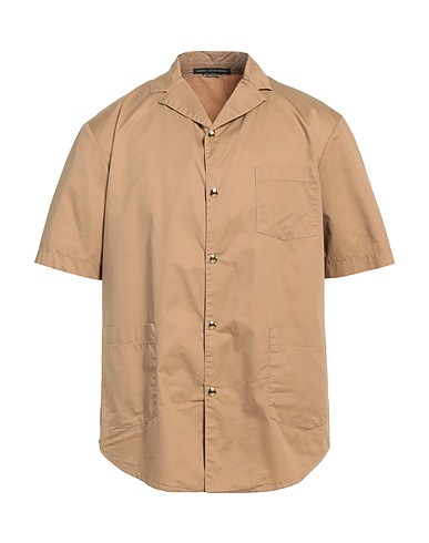 DANIELE ALESSANDRINI Solid color shirt Khaki 100% Cotton
