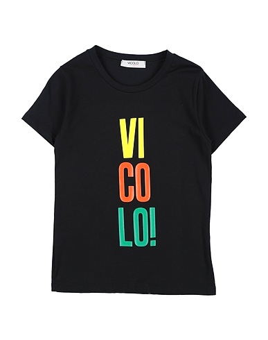 VICOLO T-shirt Black 90% Cotton, 10% Elastane