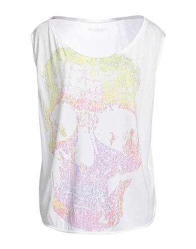 CAMOUFLAGE COUTURE Top Bianco 90% Modal, 10% Cachemire