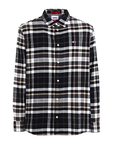 TOMMY JEANS Kariertes Hemd Schwarz 100% Baumwolle