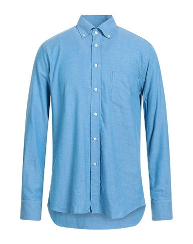 MIRTO Patterned shirt Azure 100% Cotton