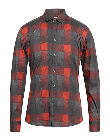 GREY DANIELE ALESSANDRINI Καρό πουκάμισο Κεραμιδί 97% Βαμβάκι, 3% Ελαστάνη