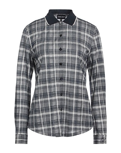 GIORGIO ARMANI Checked shirt Midnight blue 58% Cotton, 42% Silk