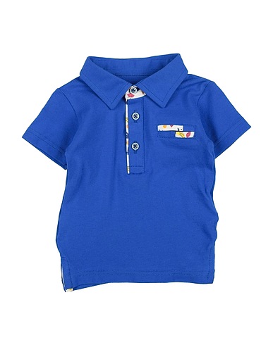 MANUELL & FRANK Polo shirt Blue 97% Cotton, 3% Elastane