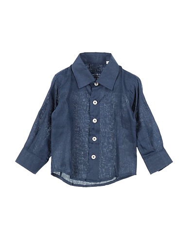MANUELL & FRANK Solid colour shirt Midnight blue 100% Linen